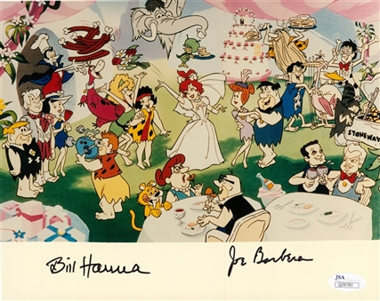Bill Hanna and Joe Barbera Dual Signed "The Flintstones" 8x10 Print (JSA)